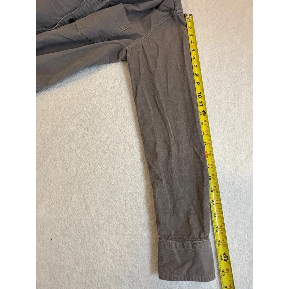 Banana Republic Mens Slim Fit Corduroy Button Down Shirt Grey Size M Long Sleeve